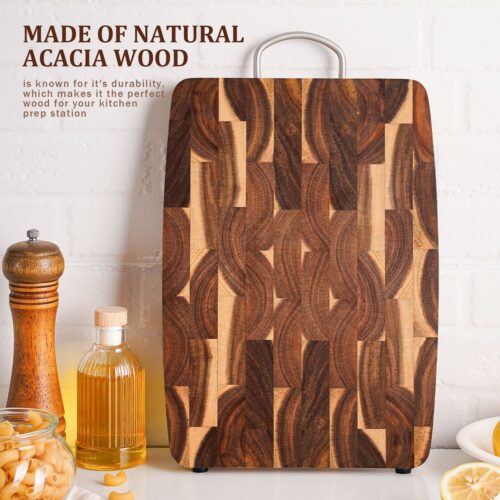 Solid Wood Geometric Grid Cutting Board